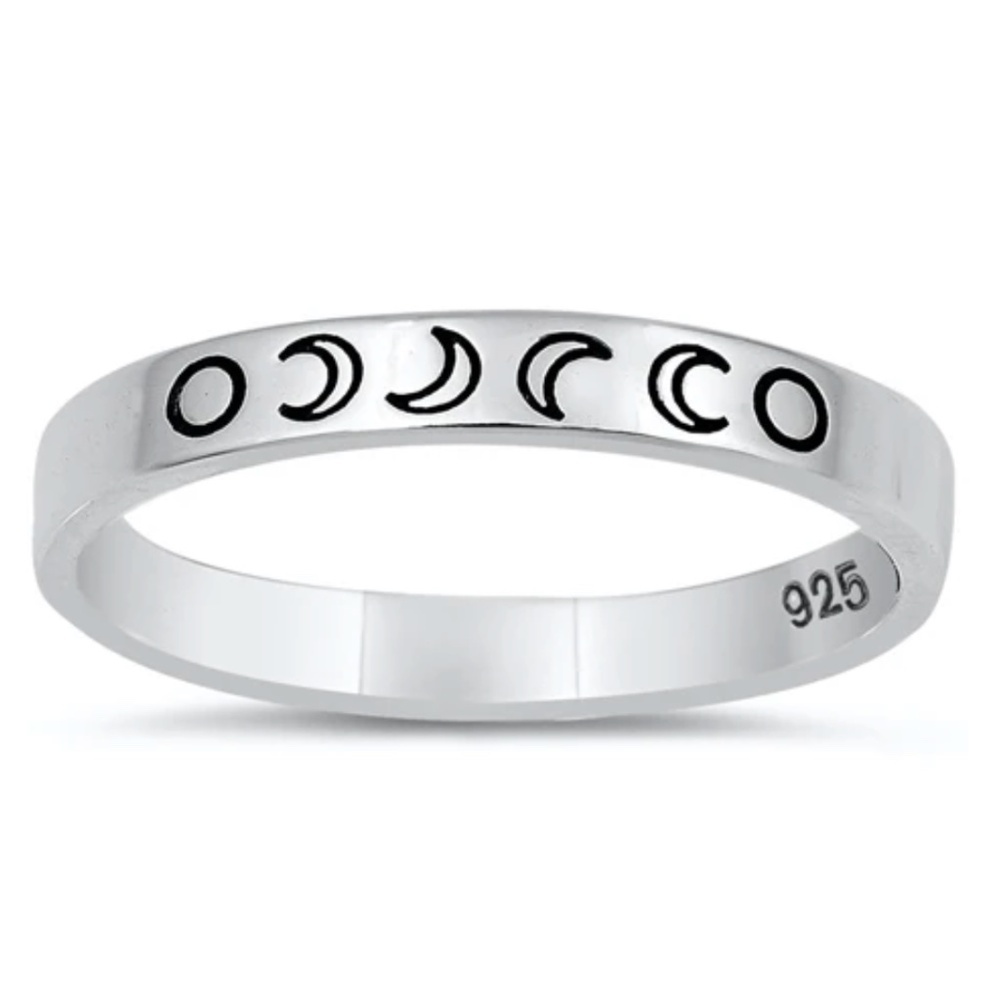 Sterling Silver Moon Phases Ring – Size 7.5